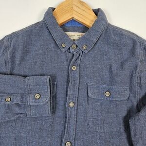 Zara Boys Blue Herringbone Button Down Shirt Long Sleeve Size 9 10